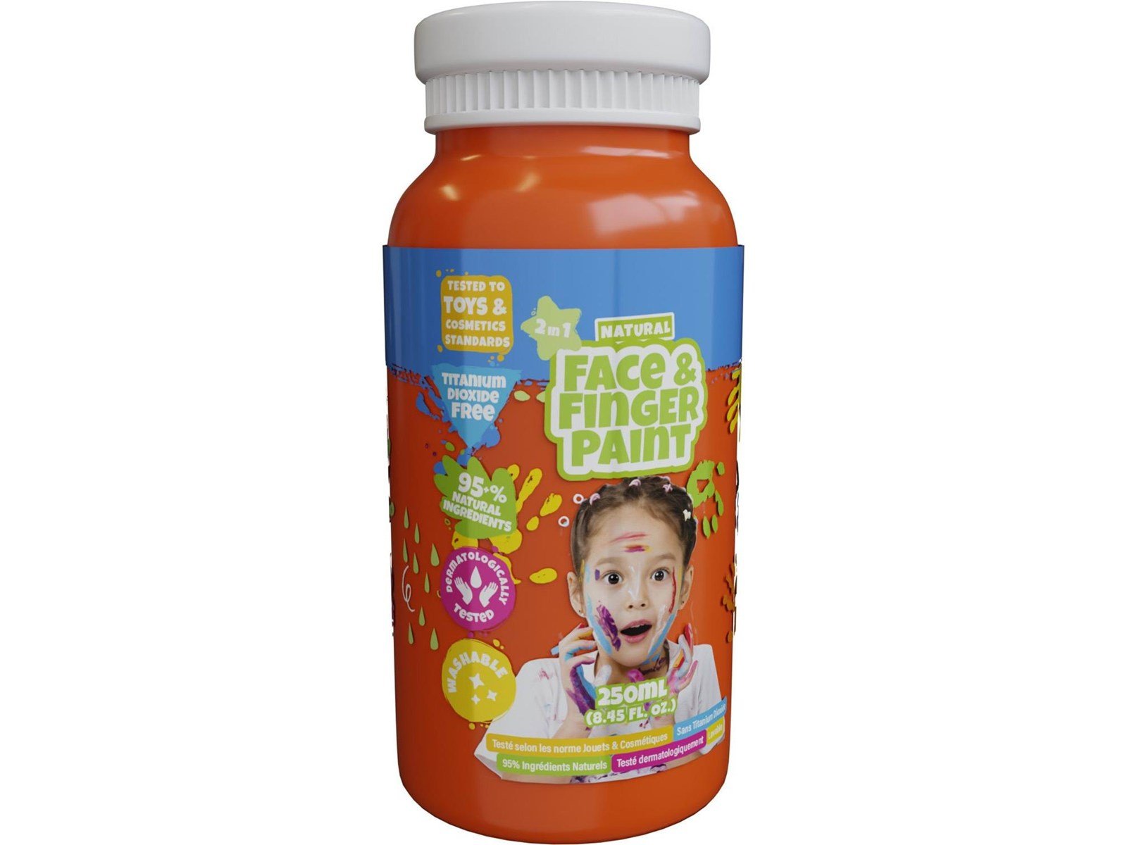 Boti Natural Face & Fingerpaint Bottle - Orange 250ml Boti Natural Face & Fingerpaint Bottle - Orange 250ml